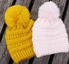 Kids Pom Pom Beanie Winter fester Strickhut Häkelknitkappe Wintermützen warme Kappen für Kind KKA57375694635