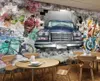 Custom 3D Drukowanie tapety Salon Sypialnia Tapeta Malowidła do ścian Vintage Samochód Ręcznie rysowane Graffiti Wall Photo Malowidła ścienne