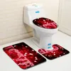 My Love 3 pièces motif saint valentin antidérapant housse de siège de toilette tapis ensemble de salle de bain décor salle de bain toilette tapis de bain antidérapant #6DQ