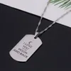 Rostfritt stål Hängsmycke Halsband "Jag älskar dig till månen och tillbaka" Hund Tag Necklace Military Mens Smycken Familj Gåva