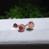 natural red ruby stone stud earrings S925 silver natural gemstone earrings Compact round girl women's offEarrings jewelry