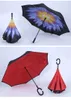 Ny vindtät omvänd vikning dubbelskikt inverterat paraply självstativ inuti regnskydd c-krok händer