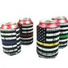 America Flag Strap Neoprene Can Cooler Sleeves Keep Drinks Ice Cold Stubby Drink Holder Beer Can Coolers Insulation Case Bar Party Supplies