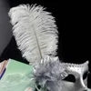 Kvinnors Masquerade Fancy Ball Mask Ostrich Feather Diamond Lace Venetian Masquerade Masks Party Mardi Gras Masks