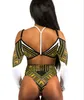 Vintage Style Seksi Kadınlar Uzun Kollu Baskı Bandage Bikini Set Summer Beach Mysuit1915613