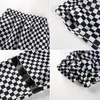 Heyoungirl checkered xadrez harem calças mulheres cantos de cintura alta cintura elástica plástica plástico streetwear pantalones