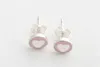 Autentisk 925 Sterling Silver Stud Earring Sweet uttalanden med rosa emaljörhängen för kvinnor Bröllopspresent Delikat fina smycken8507880