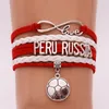 (10st / lot) Infinity Love Peru Ryssland Armband Charm Handgjorda Flätade Armband Bangles Land Smycken Tillbehör för Kvinnor Män Present