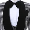 Anpassa Houndstooth Groom Tuxedos Shawl Lapel One Button Side Vent Män Bröllop Blazer Men Prom Dinner Business Suit (Jacka + Byxor + Tie + Vest)