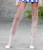 2018 Women Clear PVC Thigh High Boots Sexy Transparent Fashion Street Style shoes T-stage Knee High Boots and Mid-Calf Boots Woman