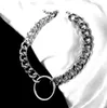 Старинные толстые цепные ожерелье преувеличенные Goldsilver кружок подвеска ссылка Choker Ожерелье Заявление Пара Рок Панк Ювелирные Изделия