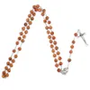 Collier chapelet catholique perles en bois jésus croix pendentif collier prière perles colliers religieux