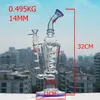 12.5 Inches Smoking Accessories Purple solid base helix coil glass bong water pipe oil rig beaker bong with arm tree 14mm joint