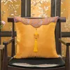 中国の結び目タッセルヴィンテージチェアクッションカバー45x45cmの高級パッチワーク装飾的なソファ枕カバーシルクサテンの枕カバー