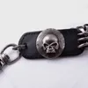 Mens Black Gun Extra Long Wallet Chains Thick Metal Cuban Curb Links KeyChain Black Leather Skull Jeans Chunky Biker Chain -70cm