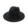 2021 Trend Unisex Wool Felt Jazz Fedora Hattar Casual Men Kvinnor Band Band Wide Brim Cowboy Hat Panama Trilby Formell Party Cap