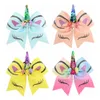 7 Inch 12 Colors Children Unicorn Bronzing Flip Sequins Dovetail Bow Hair Bands7937901