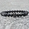 perline in pietra naturale bracciale corona uomo gioielli Skull Skeleton Bracciali in acciaio al titanio