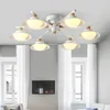 Modern simple pendant lamps macaron 3/6/8 PCS E14 lamp holder material iron and wood LED droplight for foyer bedroom lighting fixture