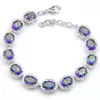 Luckyshine Xmas Gift Created Oval Rainbow Natural Mystic Topaz Tennis Bracelets Jewelry Chic Design Lovers Bracelets