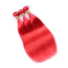 Pure Red Brazilian Straight Virgin Human Hair Weave Bundles Peruvian Indian Malaysian Cambodian Color Red Remy Hair Extensions 8A Grade