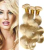 Elibess brand péruvien vague de corps droite armure de cheveux humains 3 paquets 613 couleur blonde faisceaux de cheveux vierges