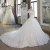 2019 echte foto's baljurk bruidsjurk vintage moslim plus size kanten trouwjurk prinses met mouwbal jurk trouwjurk308t