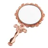 Mini vintage antik stil handhållen kosmetisk vikning makeup spegel rosguld runda7078392