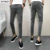 Koreańskie spodnie Mężczyźni Spring Slim Fit Casual Men Plaid Pant Kostka Czarne wygodne ubrania 2018 marki męskie spodnie