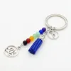 7 чакр Природные камни Yoga бусины Keyrings Лотос Подвеска кисточкой брелок Charm брелки мешок ювелирных изделий для женщин Рождественский подарок