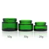 Green Glass Jar Cosmetic Lip Balm Cream Jars Round Glass Test Tube with inner PP Liners 20g 30g 50g Cosmetic Jar