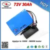 PVC-Gehäuse 72V Lithium-Ionen-Akku 30Ah 3600W Li-Ionen-Akku für Elektrofahrrad-Fahrradroller verwendet 5,0Ah 26650 Zelle 50A BMS