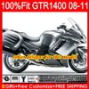 Corpo iniezione per KAWASAKI GTR1400 08 09 10 11 116HM.0 GTR-1400 GTR 1400 2008 2009 2010 2011 Kit carenatura + 8 regali Stock nero lucido