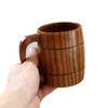8.5x10.5cm 자연 나무 맥주 컵 수제 나무 컵 나무 휴대용 야외 컵 손잡이 차 커피 잔 350ml