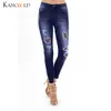 KANCOOLD jeans femmes automne élastique déchiqueté imprimé léopard épissé jean Denim Plus pantalon pantalon femme 2018Oct26