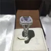 Vecalon Almofada corte 10ct 5A Zircon 192 pcs Cz Pedra 14KT White Gold Filled Anel de noivado de Casamento Anel para As Mulheres Sz 5-11