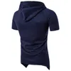 Men Raglan Hooded T Shirts Longline Top Summer Sport Style Design Male Solid Loose T-Shirt Large Size Casual Wear