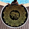 Elefante Bohemian Tassel Tapestry Nero 150 cm Telo mare rotondo grande per adulti Tappetino assorbente Toalla in microfibra271v