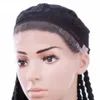 30 tums spetsfront peruks syntetiska svarta färger Box Braid Wig Lång African American flätad för svarta kvinnor