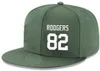 Snapback Hats Personnalisation de n'importe quel nom de joueur Numéro # 82 Rodgers # 89 Chapeaux de cuisinier Personnalisé TOUTES les casquettes de l'équipe