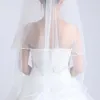 Cheap Two Layers Wedding Veils with Tomb White Ivory Satin Edge Satin Edge Two Layer Wedding Accessory Bridal Veils
