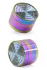 Diameter 63MM Four Layers Zinc Alloy rainbow color Ice Blue Signal Teeth Transparent Cover Colorful Hood Tobacco Crusher Herb Grin5915609