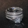 Darmowa wysyłka Hurtownie Hot Hot Engent Princess Cut 6mm Topaz White Gold Wypełnione Mężczyźni Kobiety Obrączka Zestaw Na Boże Narodzenie SZ 5-11