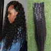 9 pezzi / set 4B 4C Clip afro crespi ricci nelle estensioni dei capelli umani Natural Black Full Head Clip per capelli Remy brasiliana in 100G