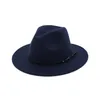 Britse Stijl Dame Jazz Hoed Mannen Vrouwen Fedora Panama Vilten Hoed Gesp Decor Brede Rand Party Formele Hoed Grote size259T