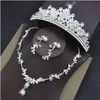 Silver Tiaras kronor för bröllopshår smycken neceklace örhänge billiga hela mode flickor kväll prom party klänningar accessori7770827