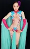 화려한 꽃 크리스탈 점프 섹시한 여자 나이트 클럽 제복 파티 파티 축하 의상 모델 캣워크 성능의 바디 슈트 무대 착용