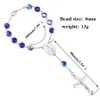 8mm Blule AB Faceted Crystal Rosary Jerusalem Cross Bracelet Crucifix By Marina Center Catholicism Prayer Religious Jewelry