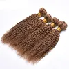 新しいブラジルの蜂蜜金髪の人間の髪の束27＃色の変態な巻き毛の髪の毛の伸び安いブラジルのバージンの髪織り