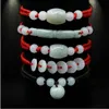 Vente chaude émeraude jade rouge corde bracelet bracelet musclé bracelet tissage à la main bracelets porte-bonheur livraison gratuite
